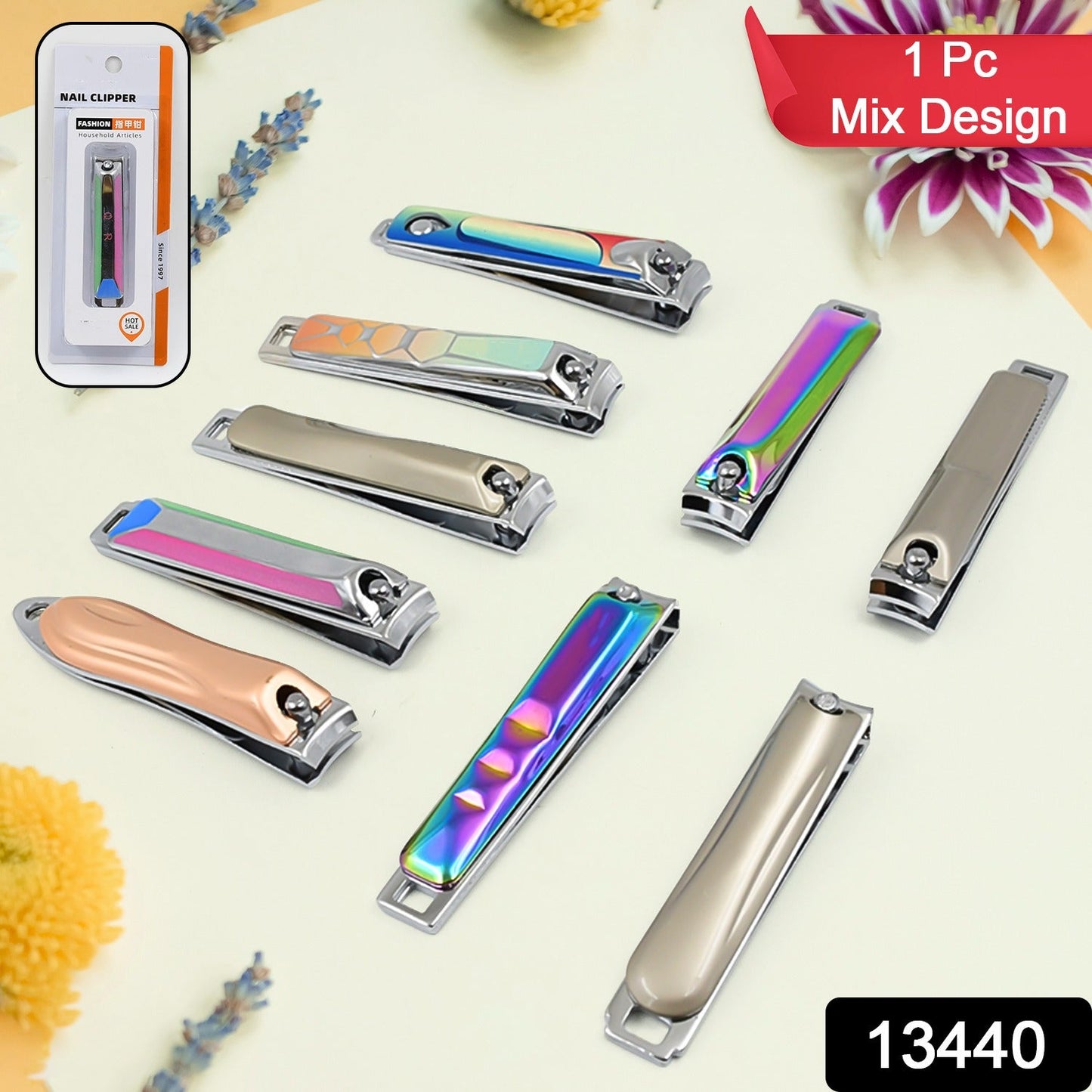Folding Nail Clippers – Assorted Design Stainless Steel with File | AuriGlam