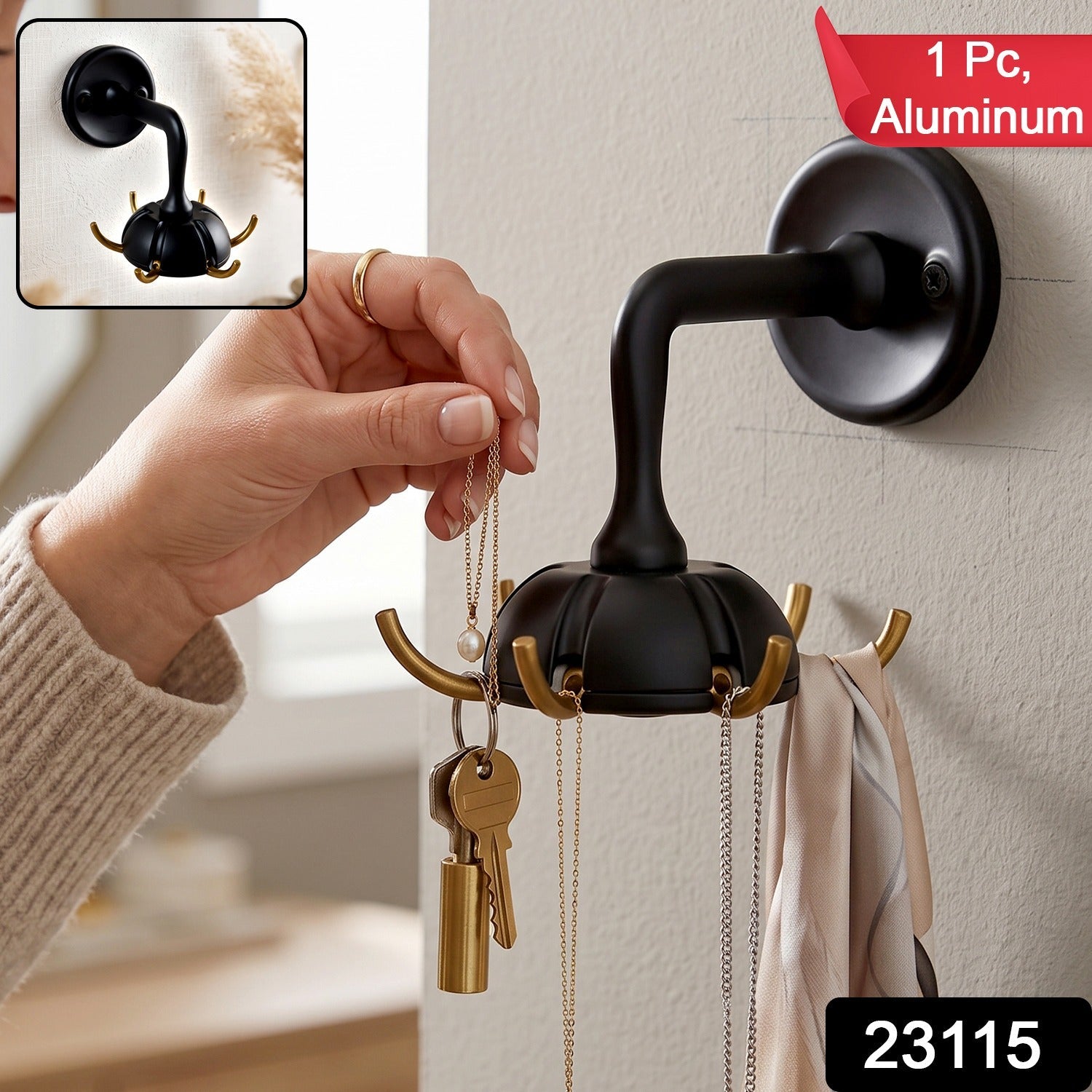 Heavy-Duty Wall Mounted Multi Hook for Keys Bags (1 Pc) - main product view