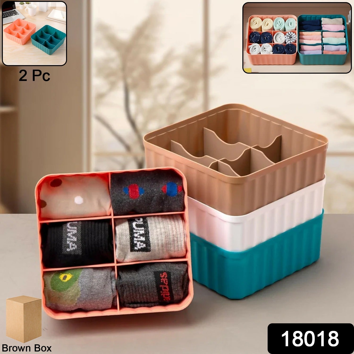 Space-Saving Square Organizer with 6 Compartments – Storage - main product view