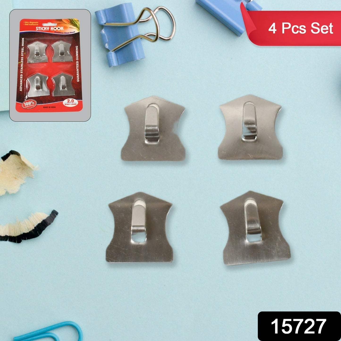 Heavy-Duty Self-Adhesive Hooks – Stainless Steel
