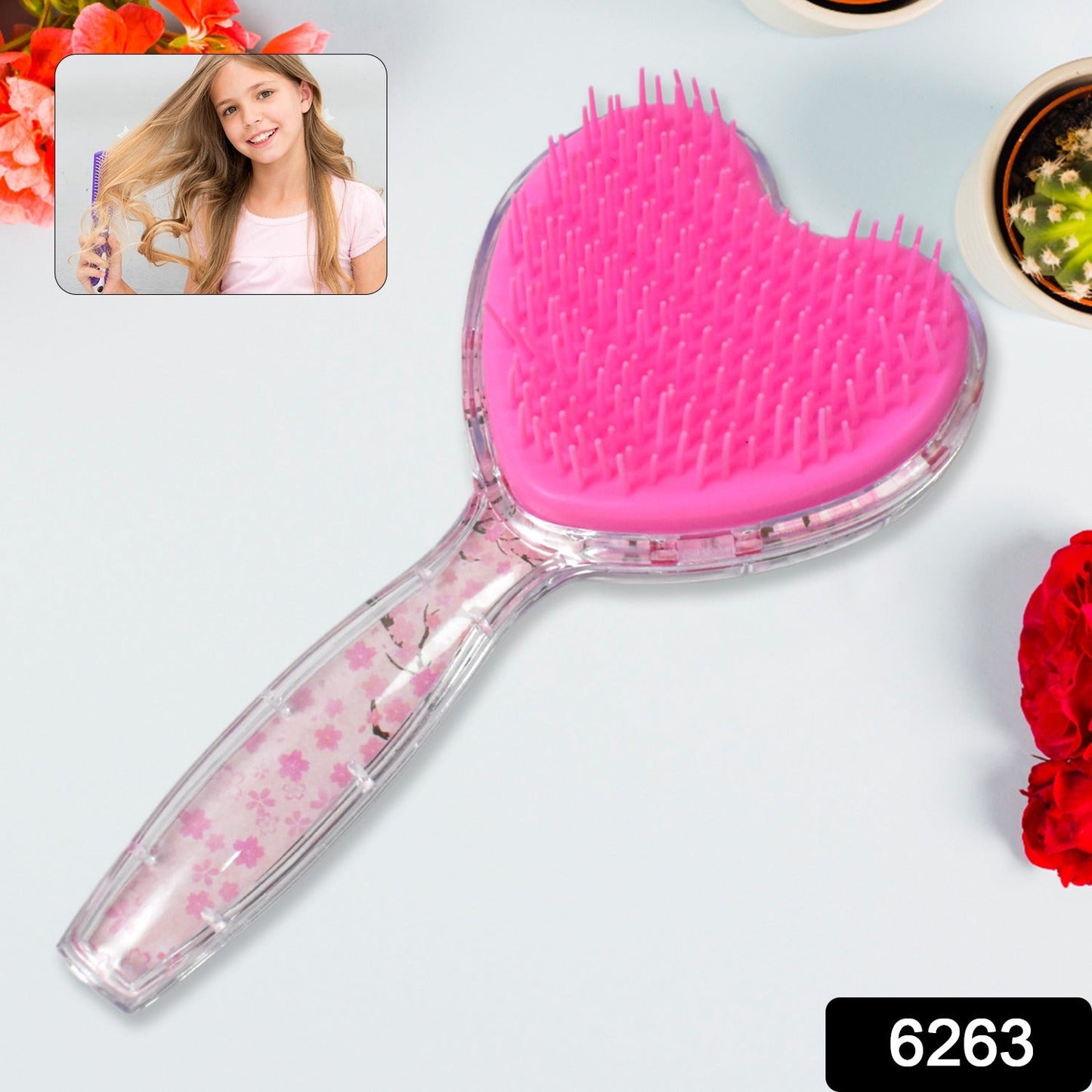 Heart Hair Brush – Gentle Detangling & Scalp Massage | Calm & Curl