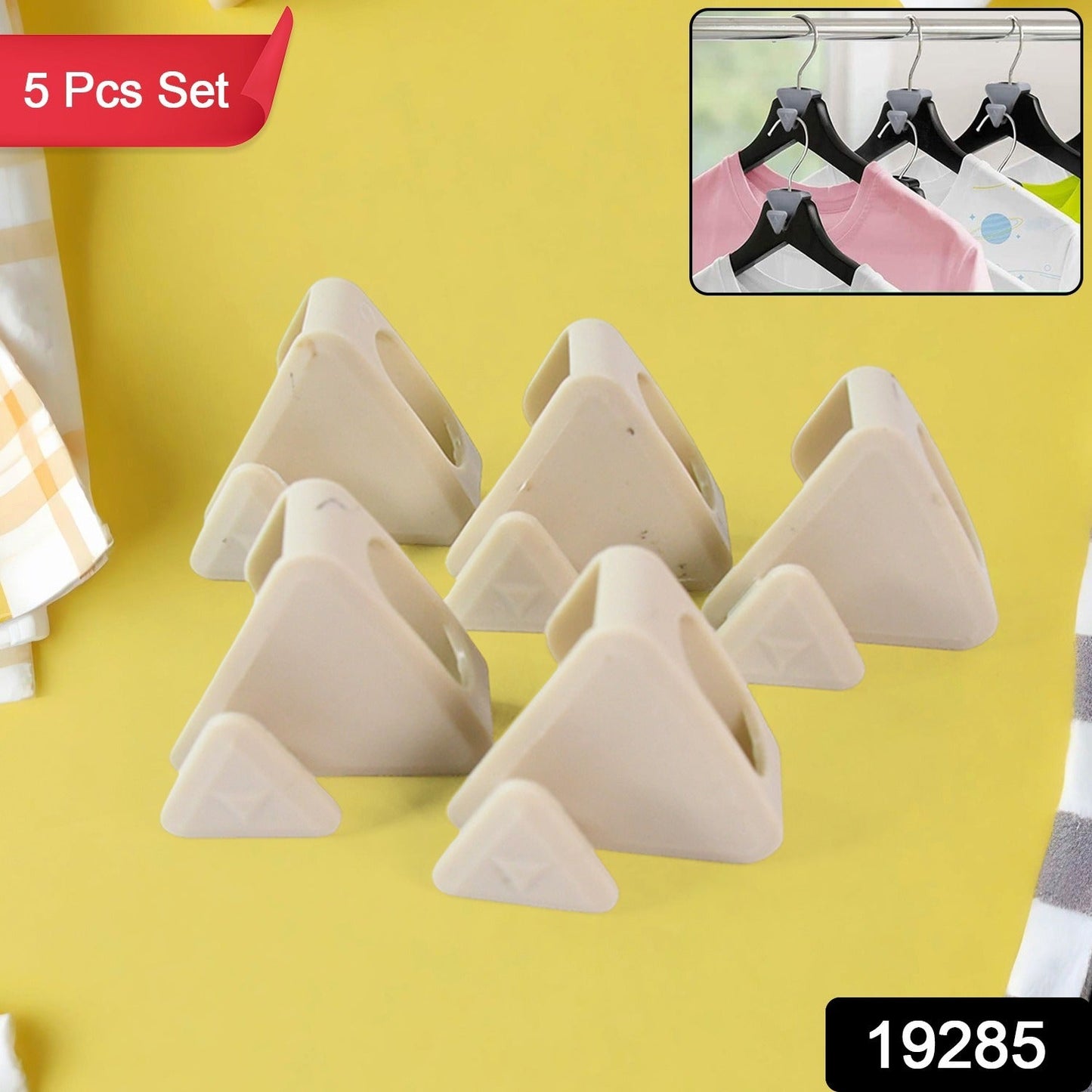 Space-Saving Plastic Triangle Hanger Connector Hooks – Wardrobe - main product view