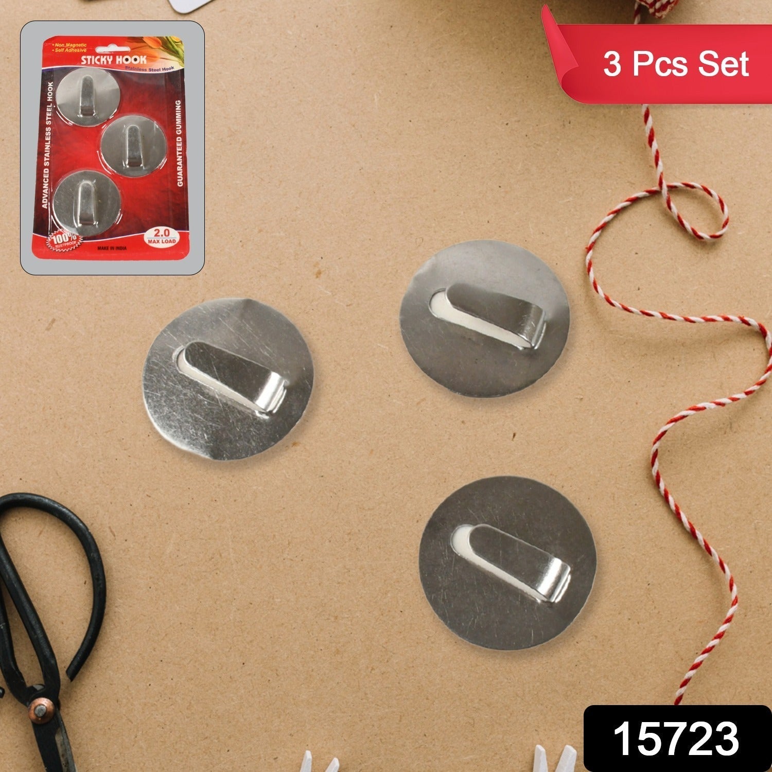 Heavy-Duty Self-Adhesive Hooks – Steel Wall Hangers - main product view