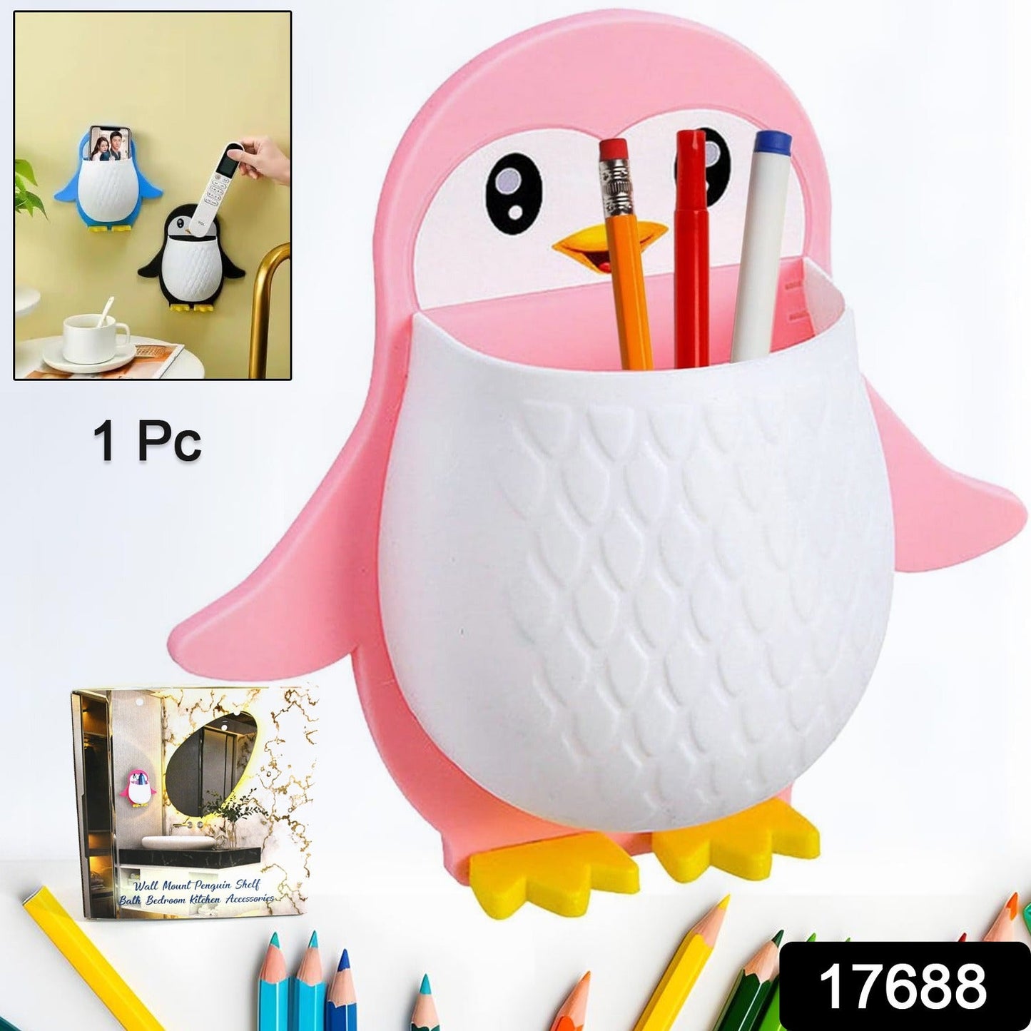Stay Organized Penguin Storage Box – Wall Mount Organizer - main product view