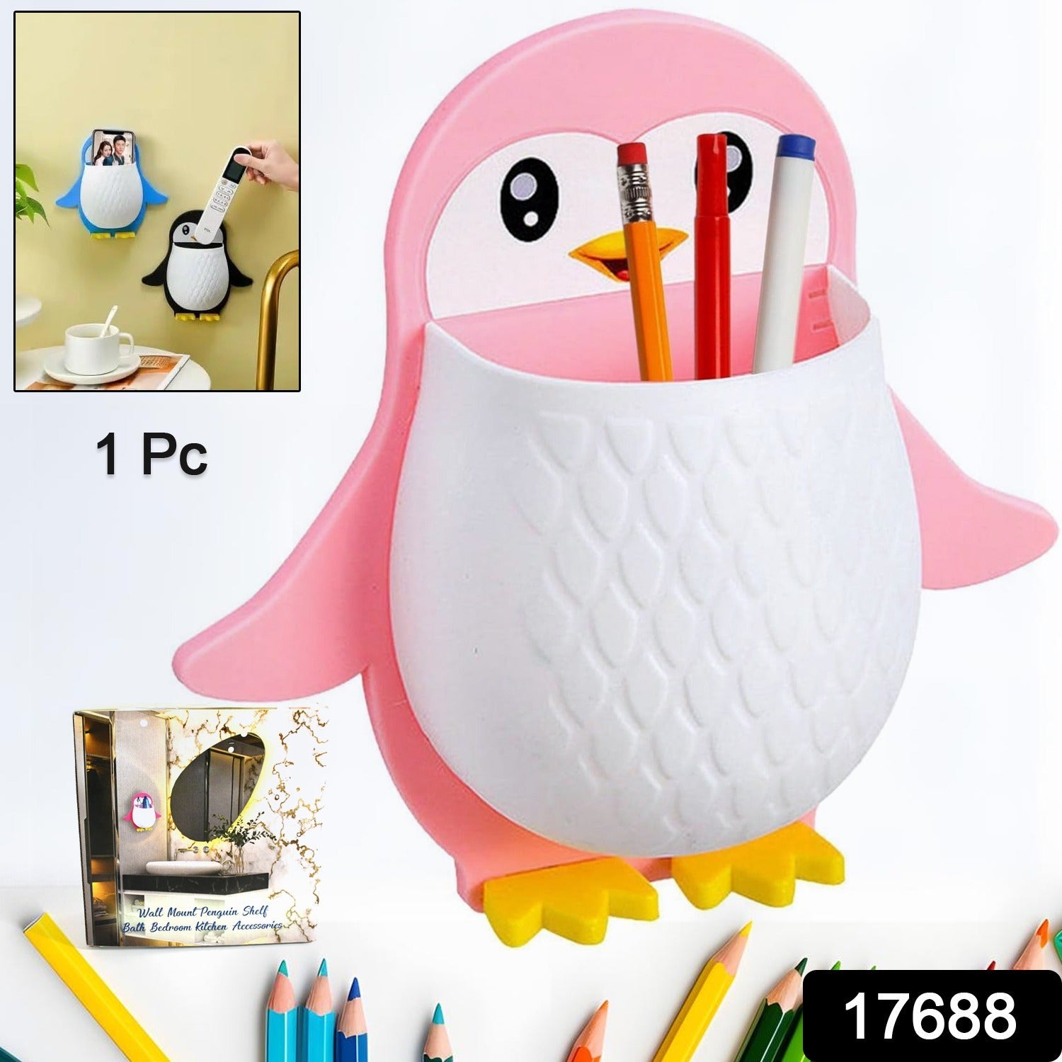 Stay Organized Penguin Storage Box – Wall Mount Organizer - main product view