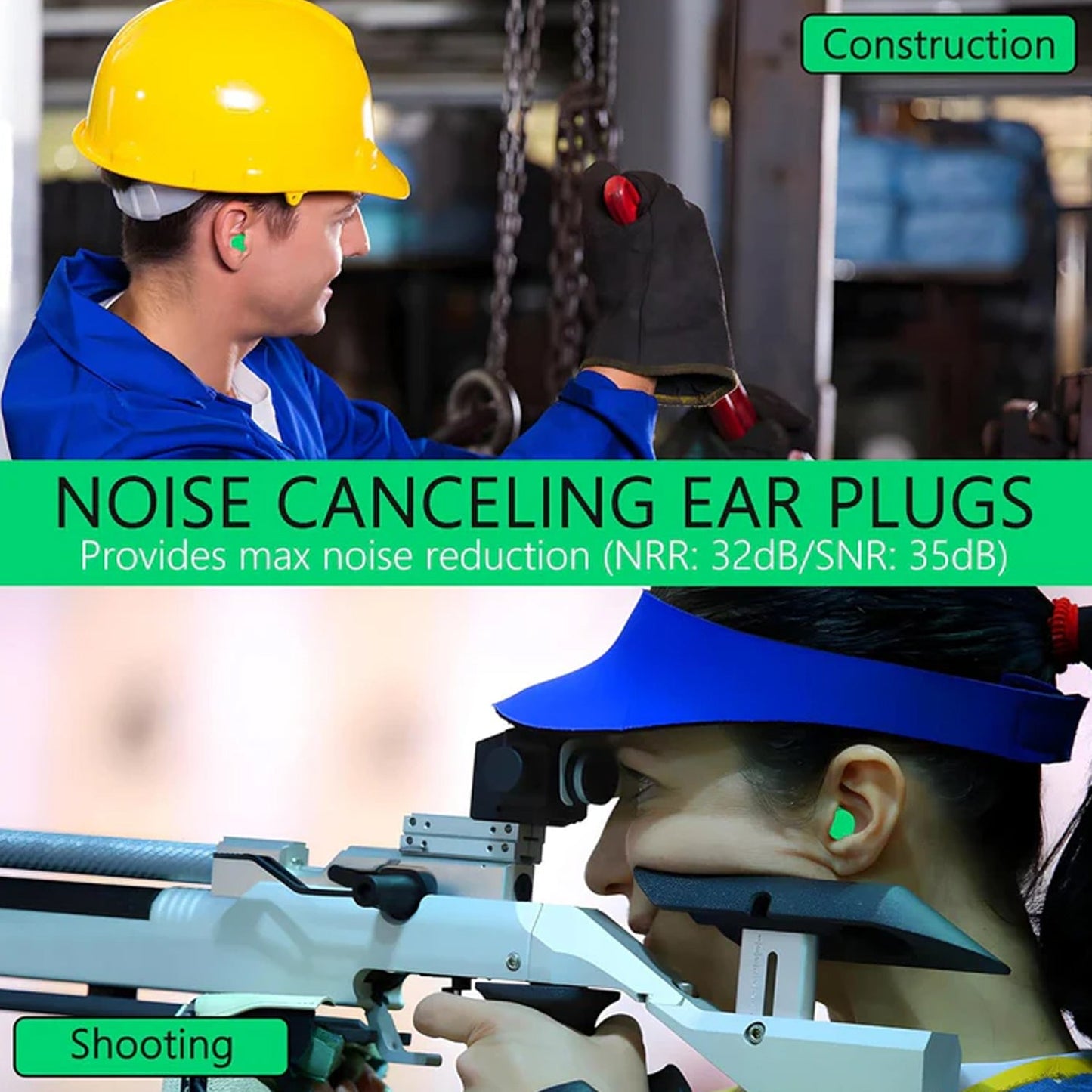 Noise Reduction Foam Ear Plugs – Soft, Reusable 2 Pair Set