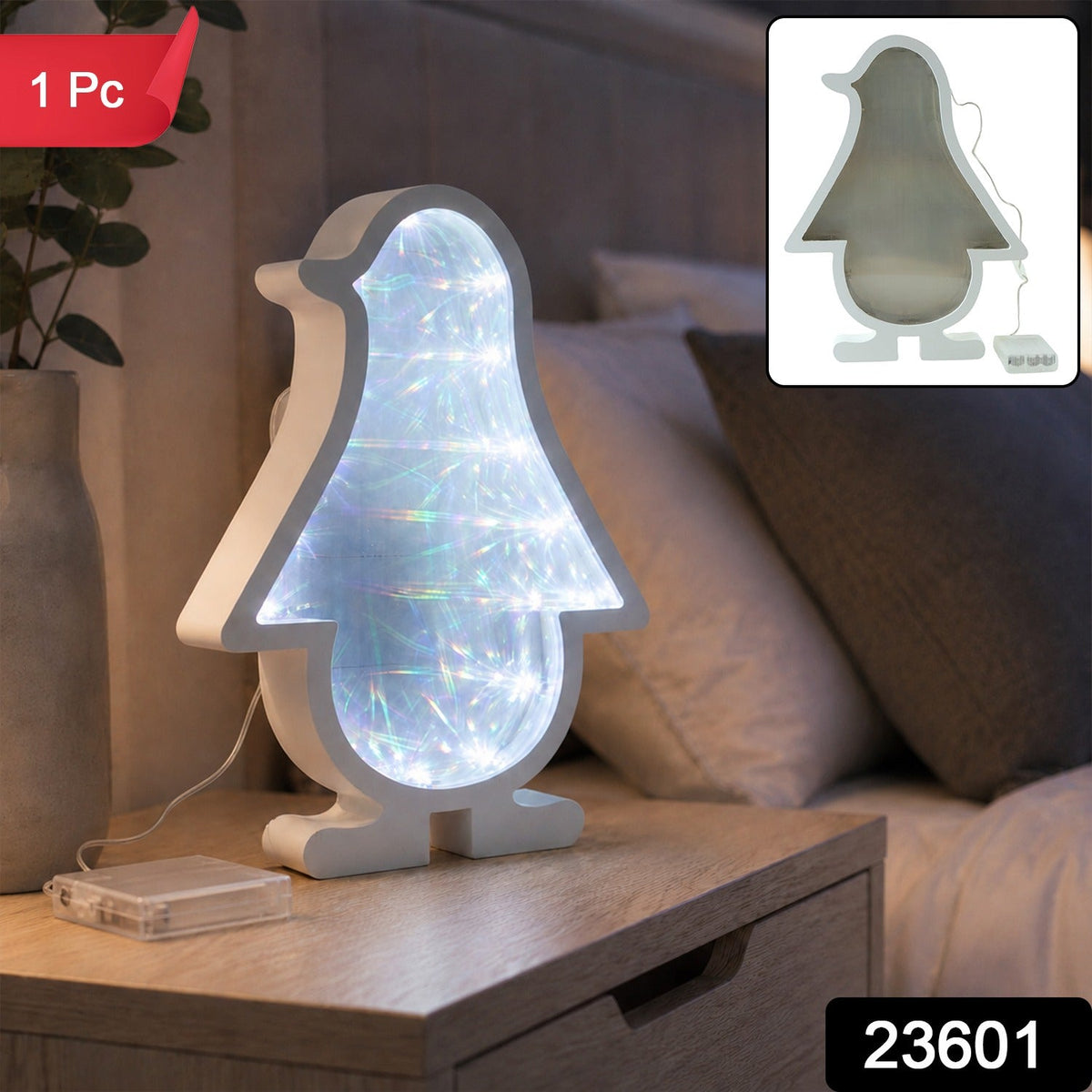 LED Penguin Infinity Mirror Light for Room Decor and Shelf - view 2