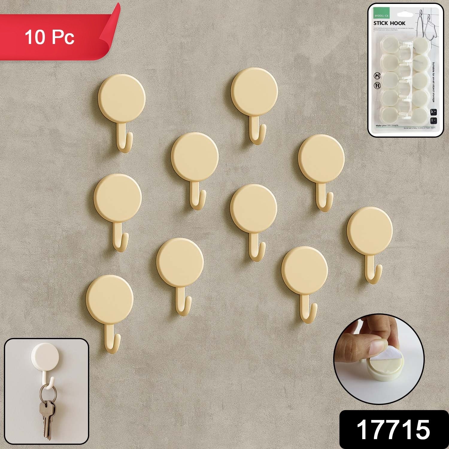 Self Adhesive Wall Hooks – No Drill, Strong Hold 10 Pack - main product view