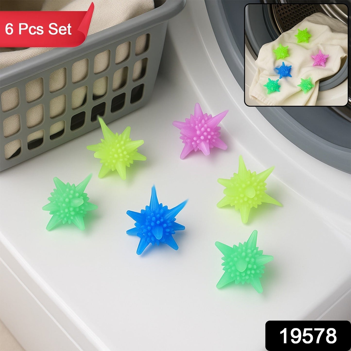 Reusable Washing Machine Laundry Balls – Soft Spiky Fabric - main product view