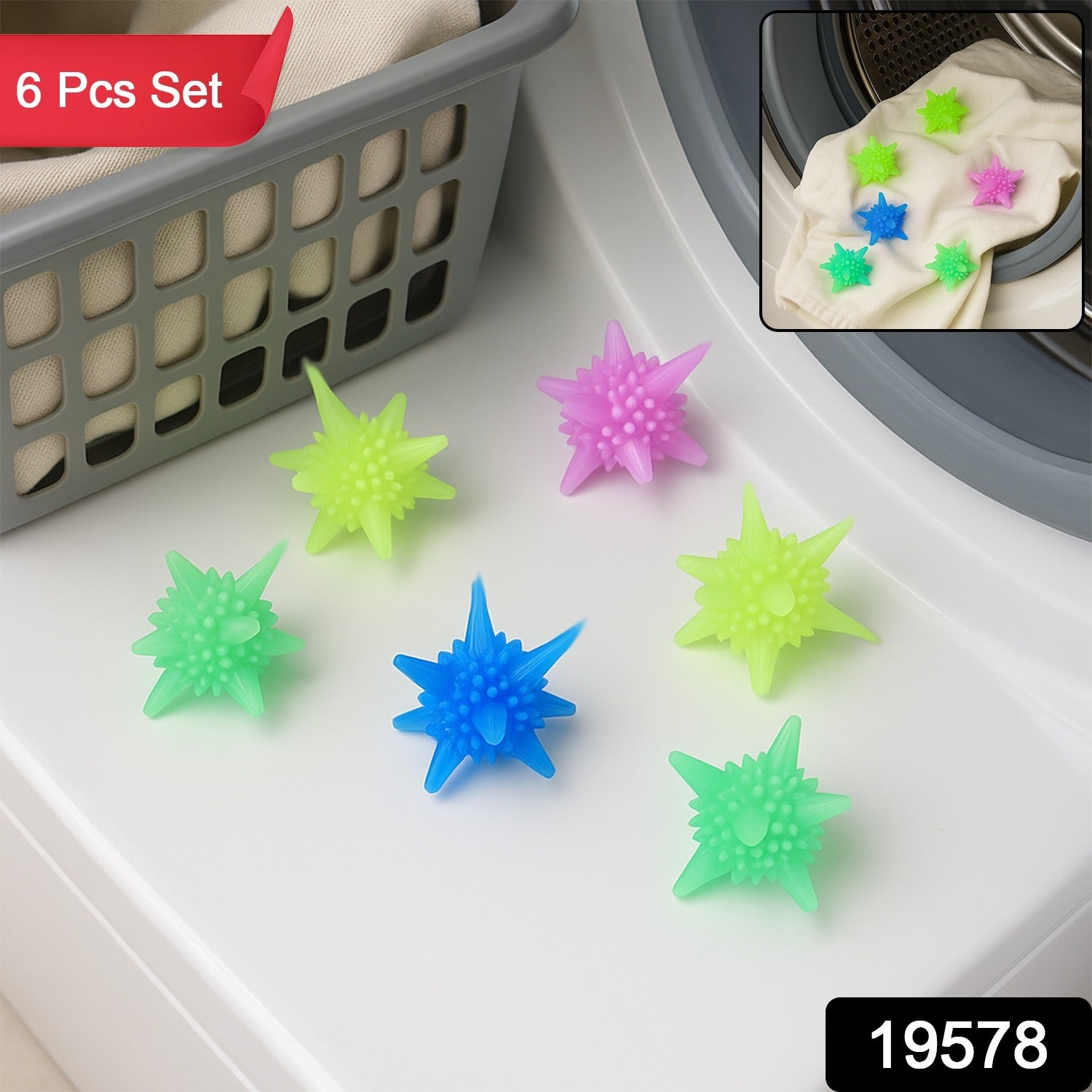 Reusable Washing Machine Laundry Balls – Soft Spiky Fabric - main product view