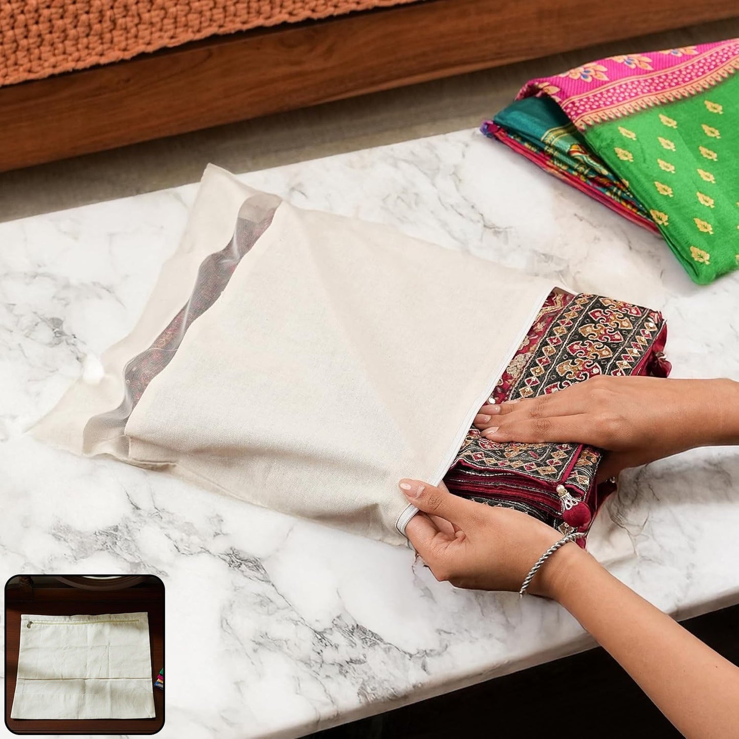 All-in-One Saree Storage Bag – Zip Closure Organizer