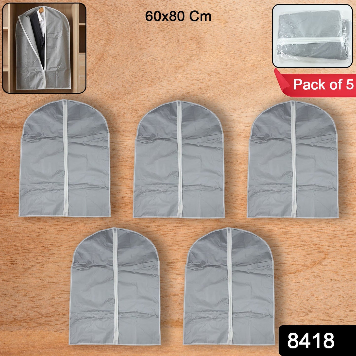 Travel-Ready Breathable Garment Cover Set – 5-Pack - main product view