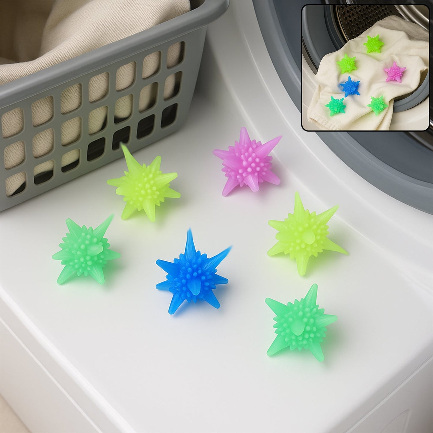 Reusable Washing Machine Laundry Balls – Soft Spiky Fabric