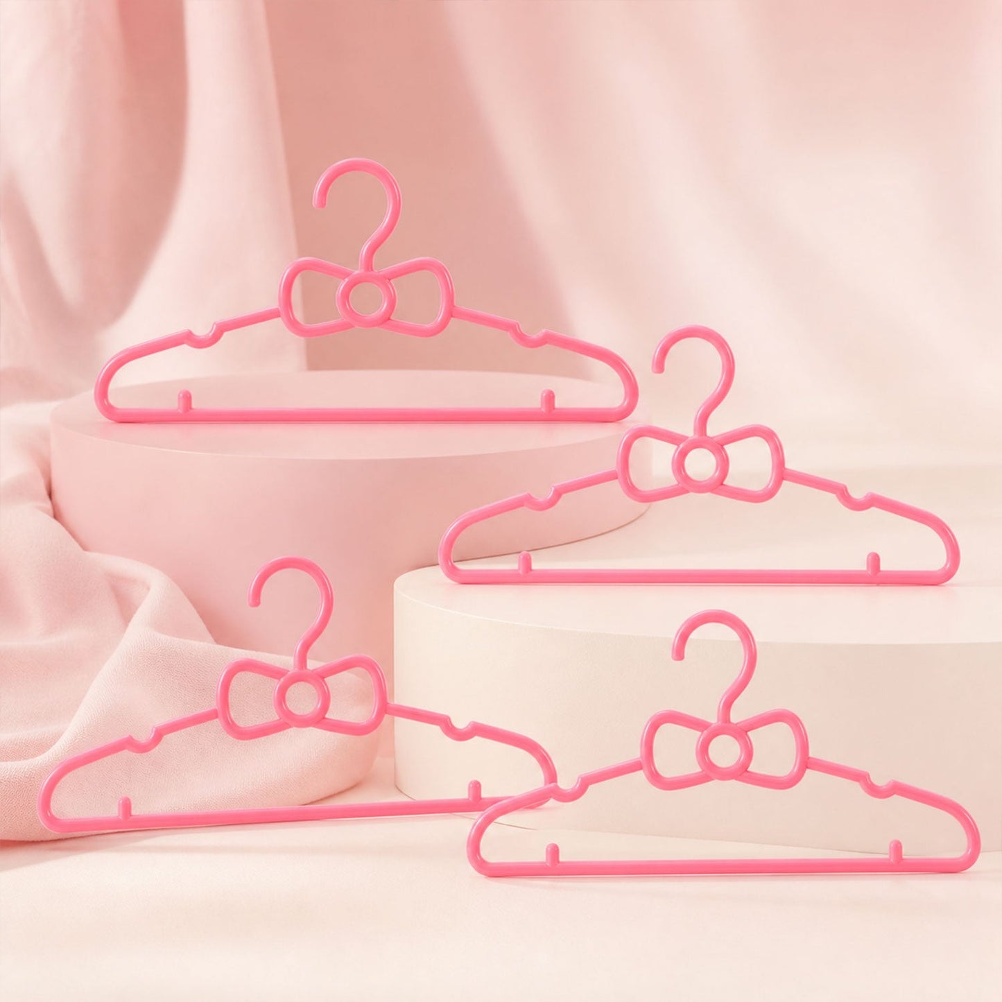 Kids Plastic Clothes Hangers Set of 4 Cute Bow (4 Pc Set)