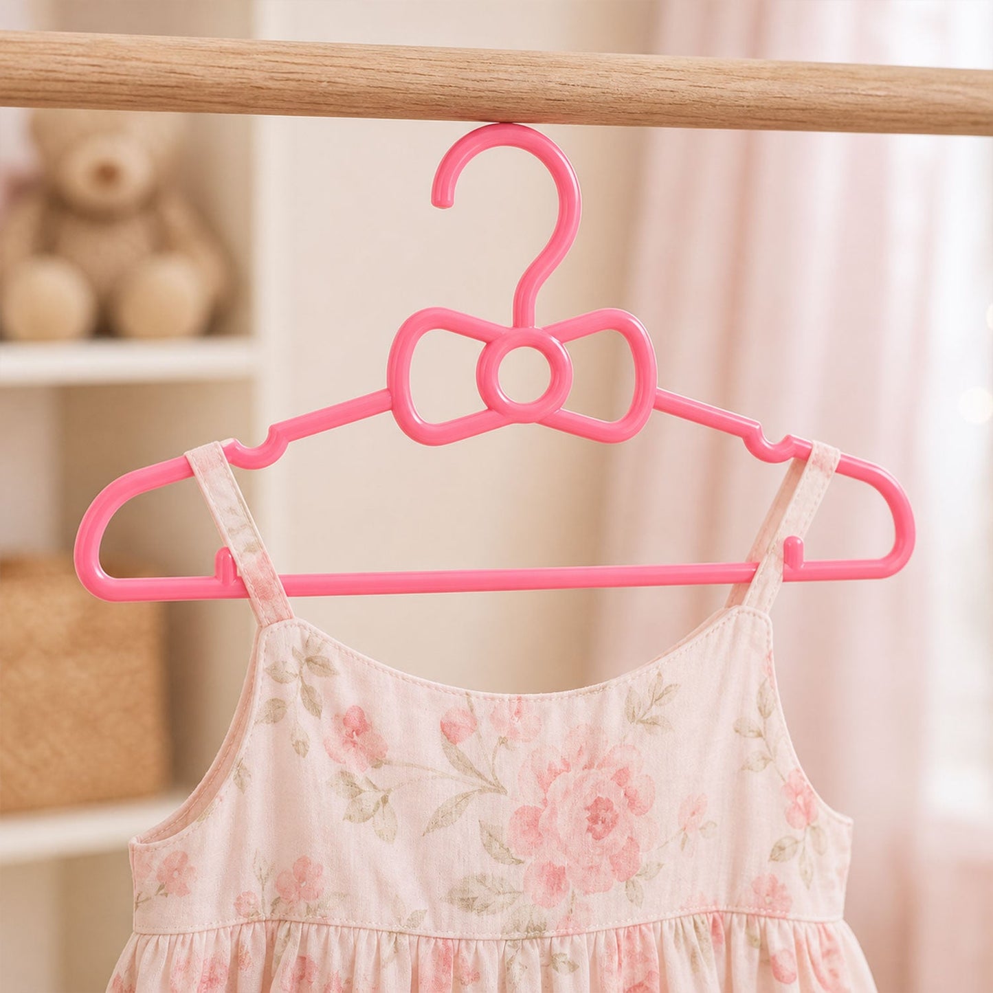 Kids Plastic Clothes Hangers Set of 4 Cute Bow (4 Pc Set)