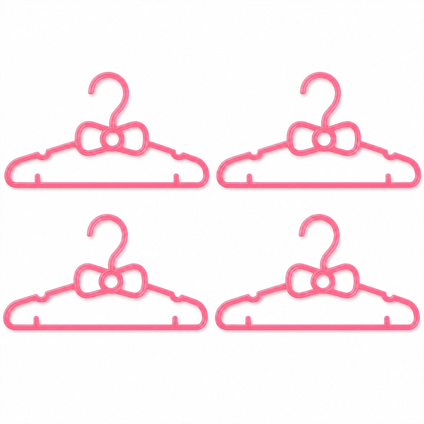 Kids Plastic Clothes Hangers Set of 4 Cute Bow (4 Pc Set)