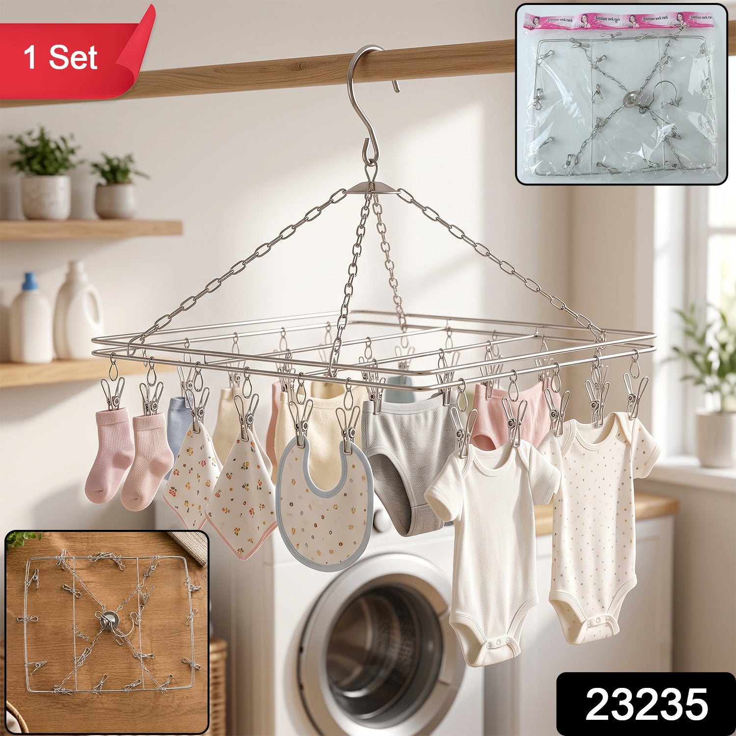 Stainless Steel Square Multi Clip Drying Hanger for Socks - main product view