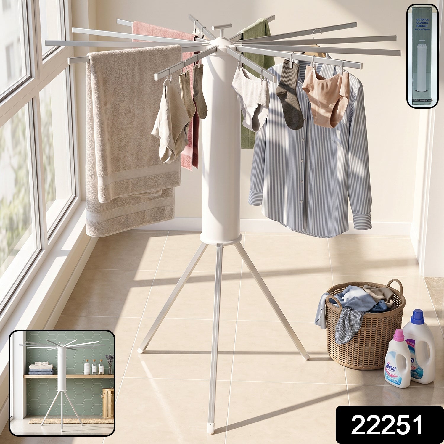 Space-Saving Octopus Clothes Drying Rack Stand Tripod (1 Pc) - main product view