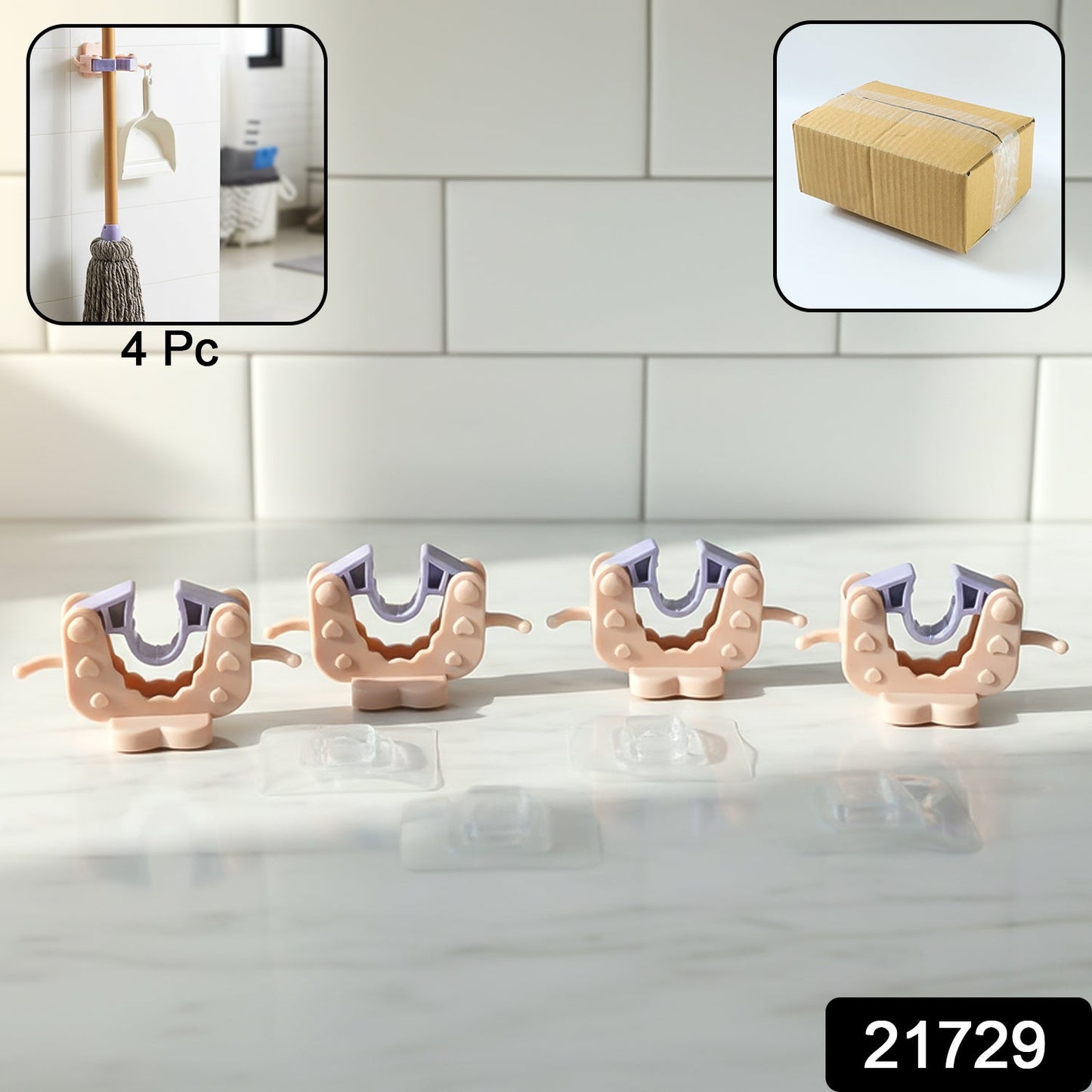 Stay Organized Broom & Mop Holder Clips – Strong Adhesive - main product view