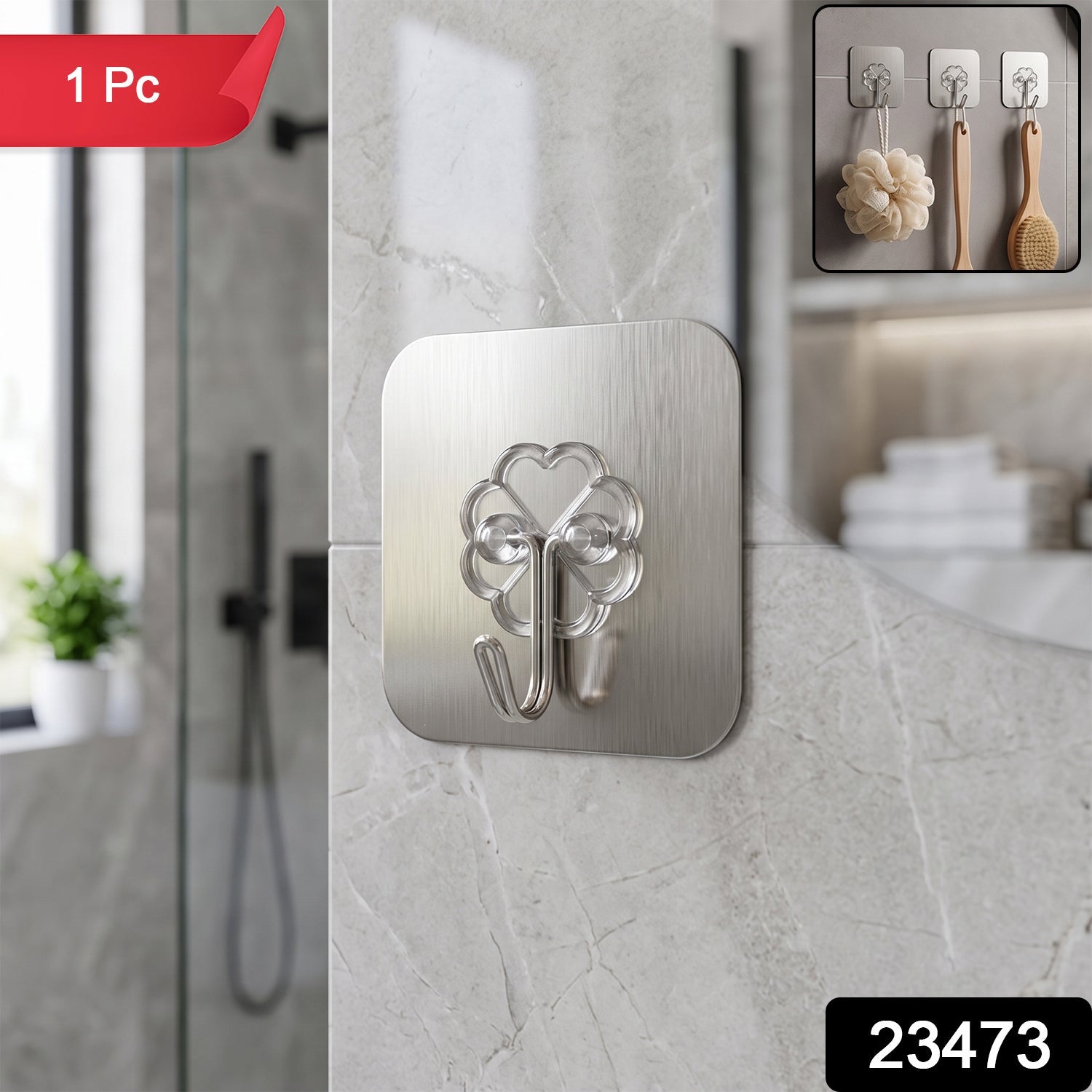 Heavy-Duty Self Adhesive Plastic Wall Hook, No Drill (1 Pc) - main product view