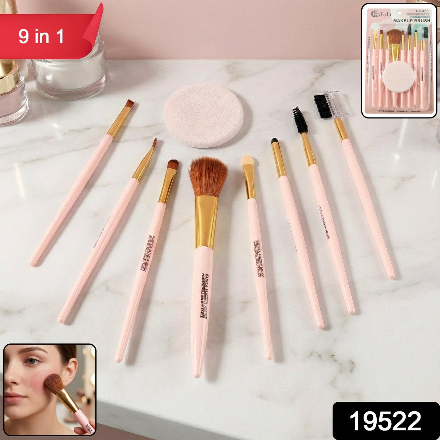 Professional Makeup Brush Set 9-in-1 – Complete Face & Eye Kit