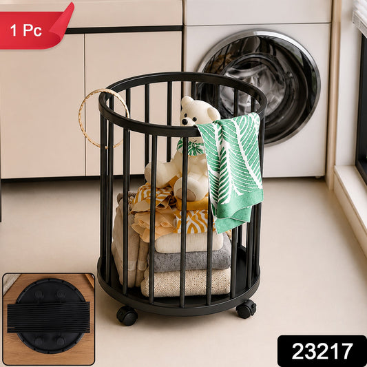 Clutter-Free Storage Metal Laundry Basket with Wheels (1 Pc) - main product view