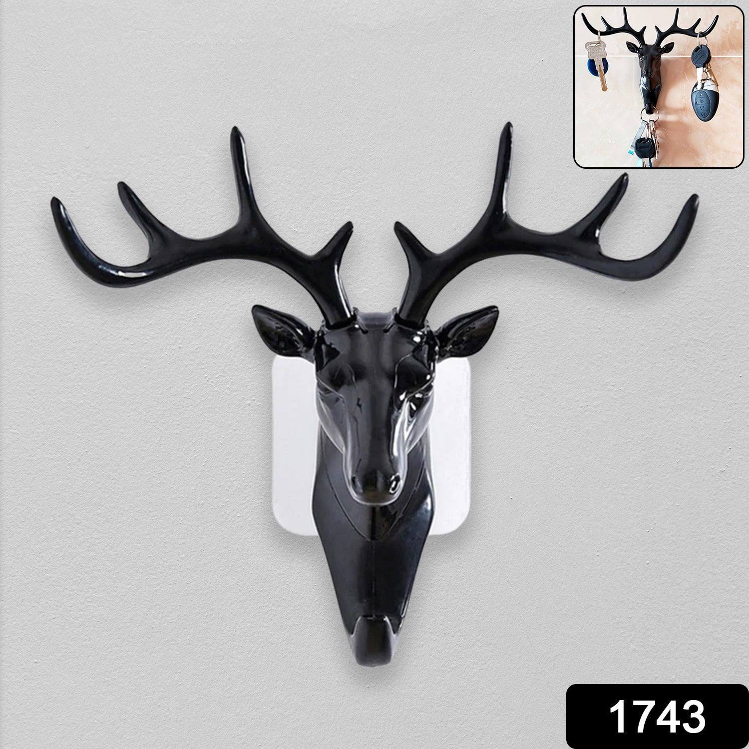 Deer Head Wall Hook – Self-Adhesive & Decorative - main product view