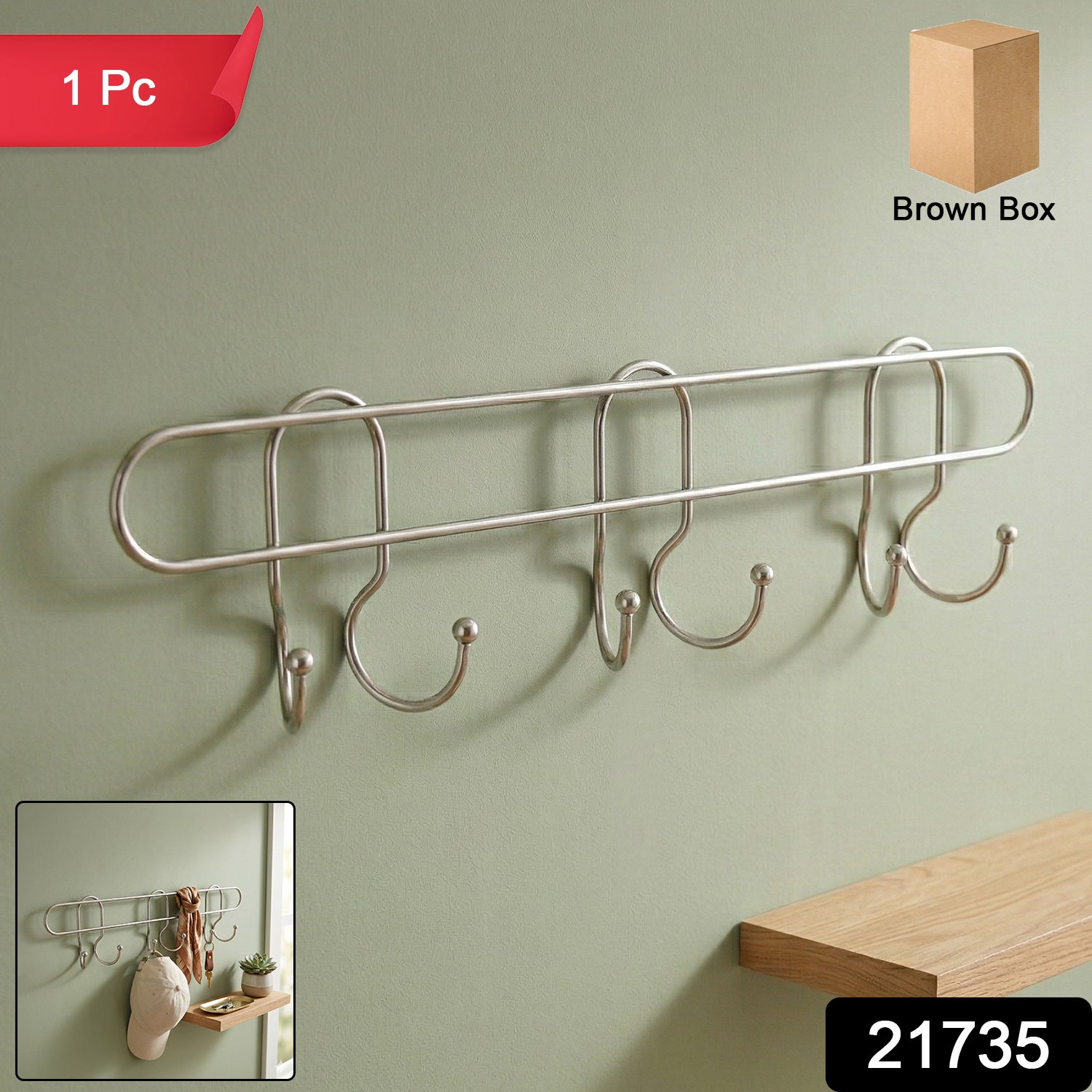 Heavy-Duty Wall Mounted Metal Hook Rack – Sleek & Organizer - main product view