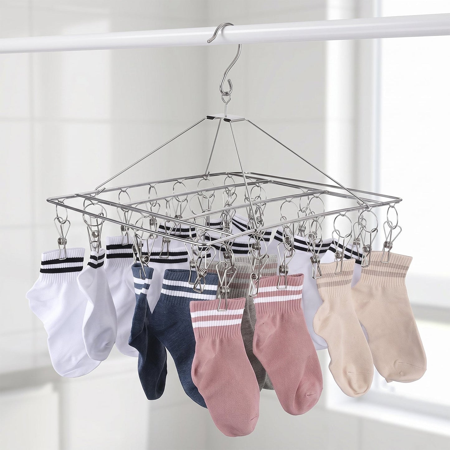 Stainless Steel Square Multi Clip Drying Hanger for Socks
