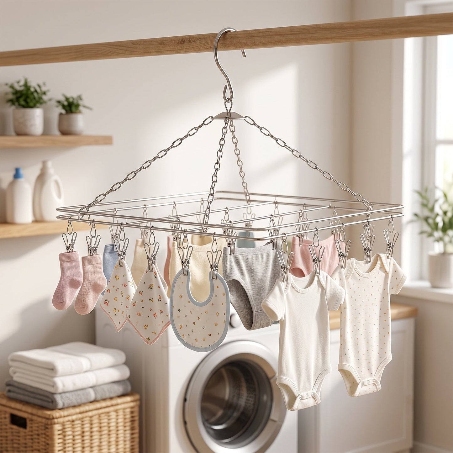 Stainless Steel Square Multi Clip Drying Hanger for Socks