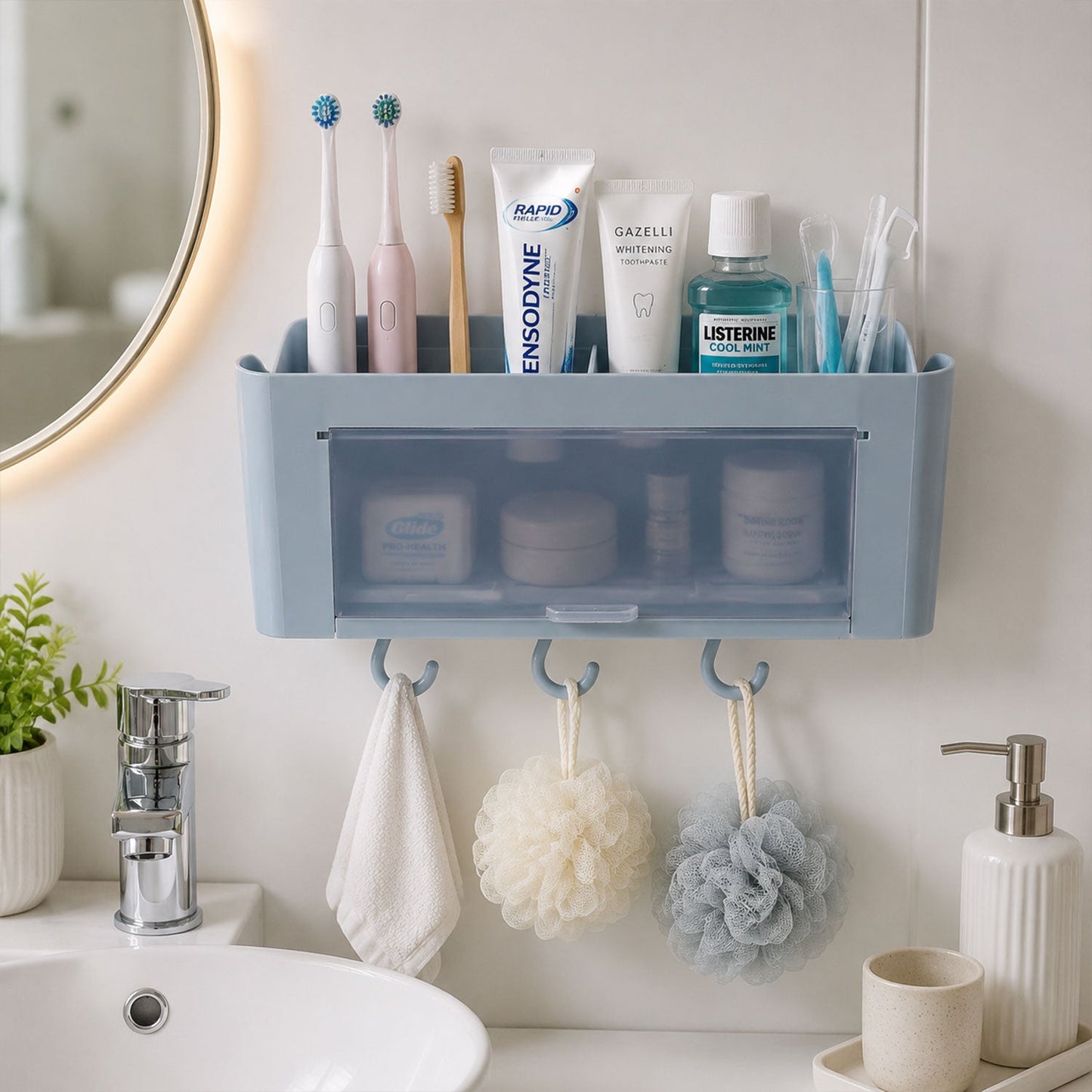 Stay Organized Wall Mounted Storage Organizer Shelf Bathroom
