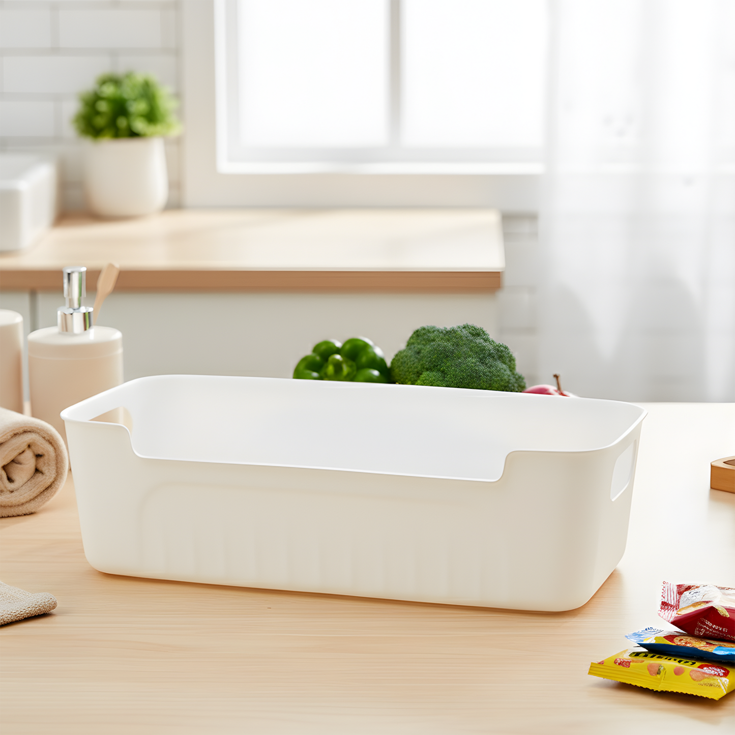 All-in-One White Plastic Storage Basket Set – Durable