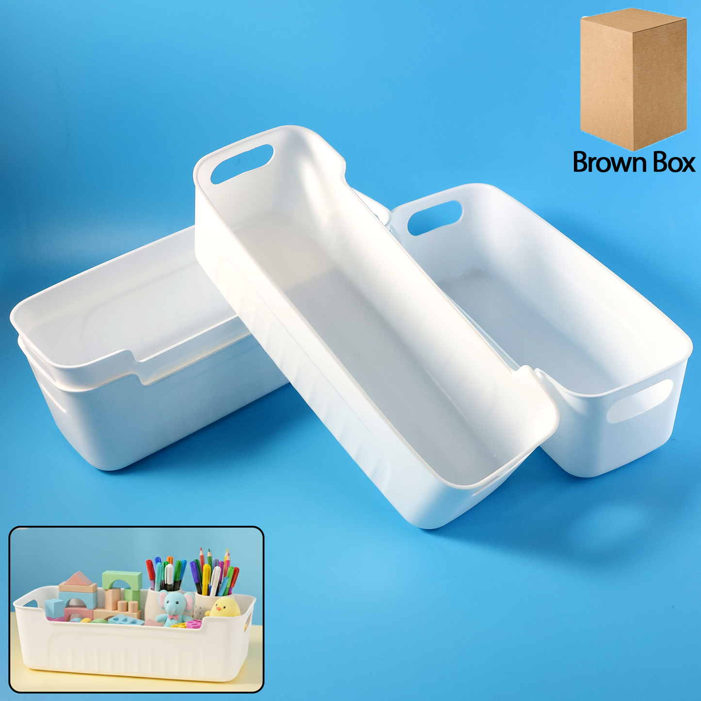 All-in-One White Plastic Storage Basket Set – Durable