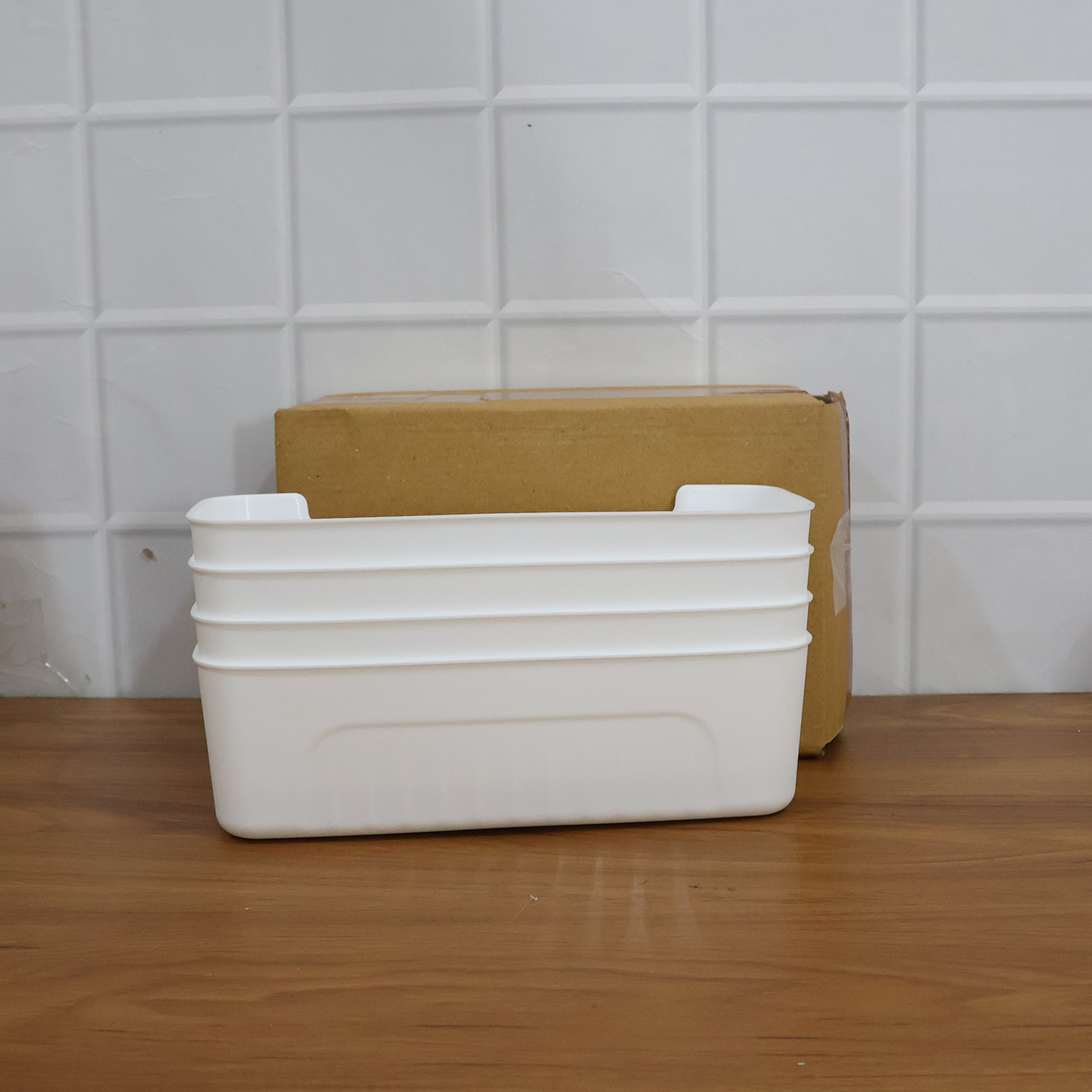 All-in-One White Plastic Storage Basket Set – Durable
